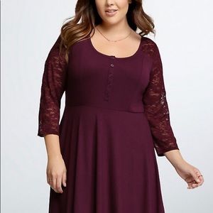 Lace Henley Shirt Dress